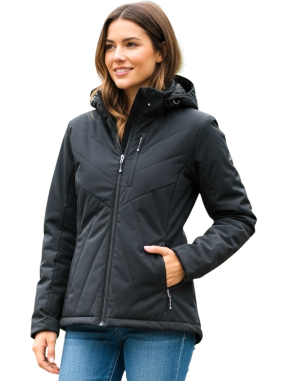 Descente Black Hooded Multiple Pocket Removable Powder Skirt Ski Jacket (M/10)
